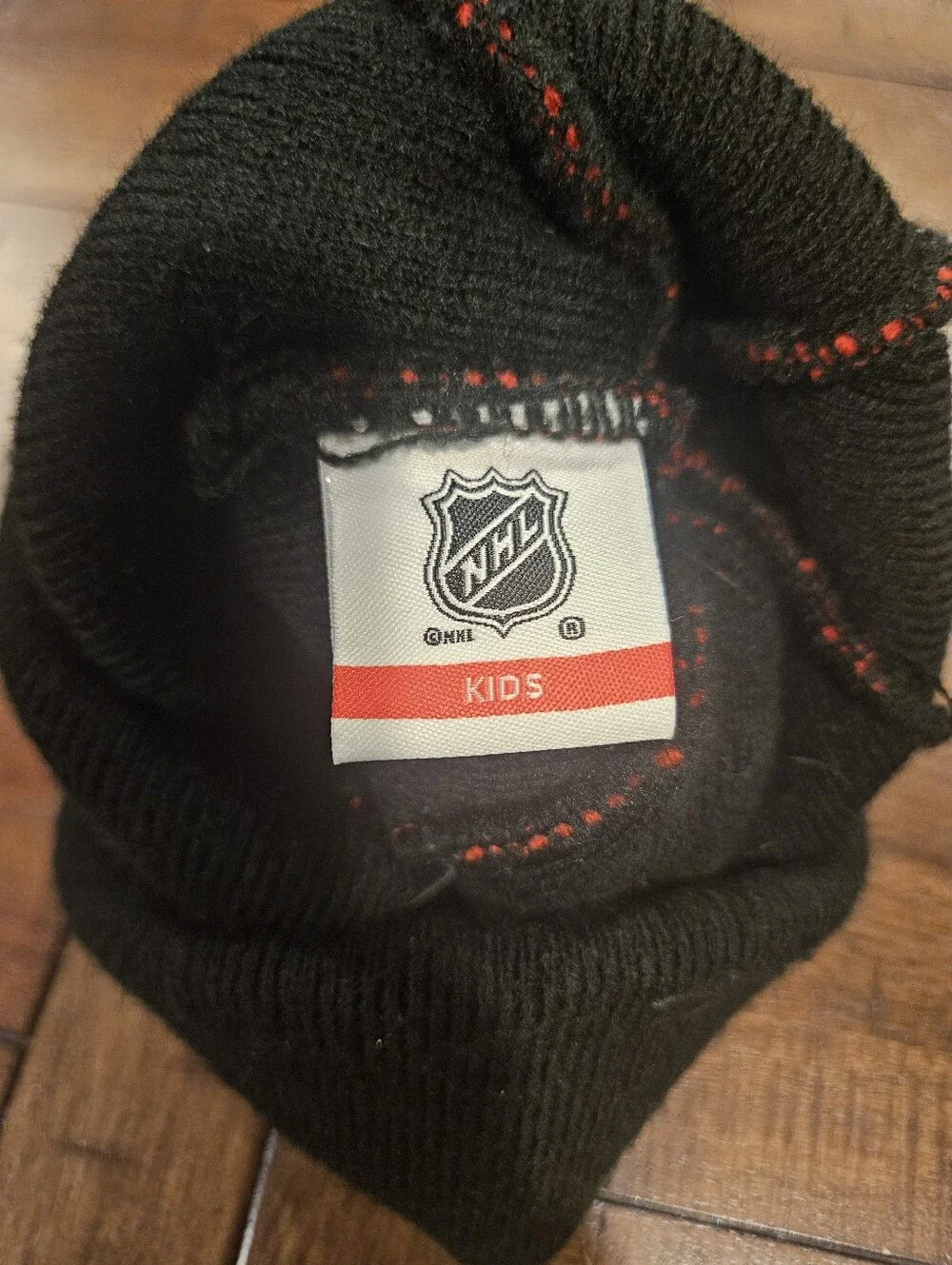 New Jersey Devils Kids Red & Black Pom Beanie Hat